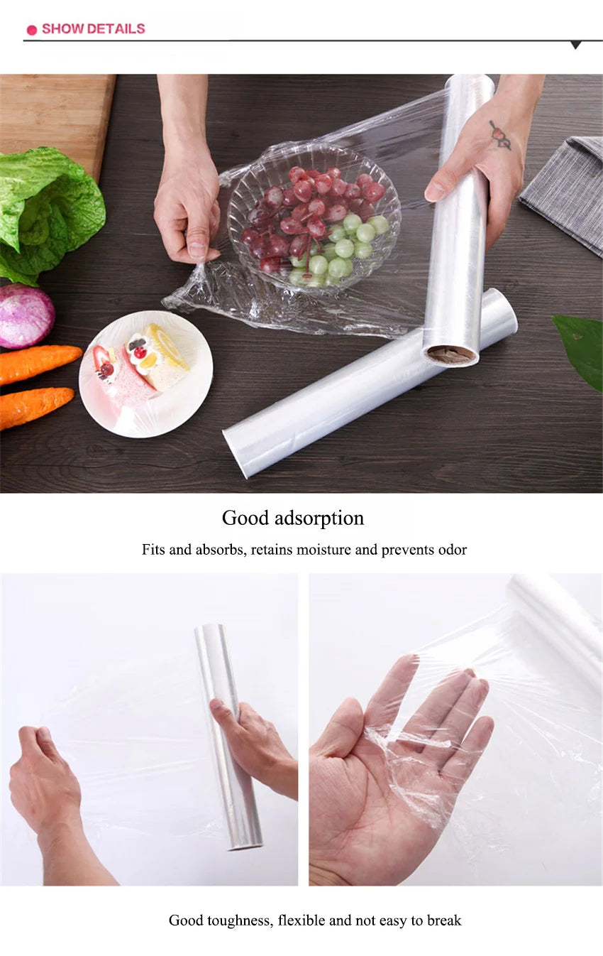 1PC PE Household Disposable Food Cling Film Food Plastic Wrap For Kitchen Refrigerator Vegetable Fruits Food Cling Wrap 30cm*20m