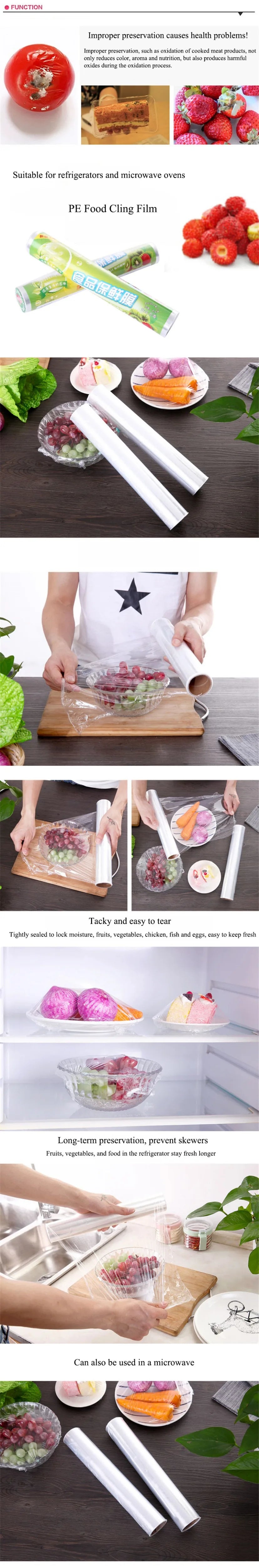 1PC PE Household Disposable Food Cling Film Food Plastic Wrap For Kitchen Refrigerator Vegetable Fruits Food Cling Wrap 30cm*20m