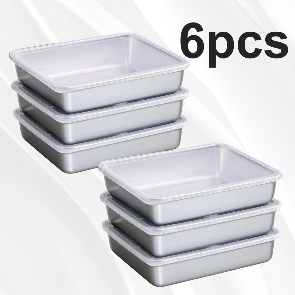 6pcs Stainless Steel Food Storage Container Large Capacity Suitable for Vegetables Fruits Fresh Meat and Various Foods