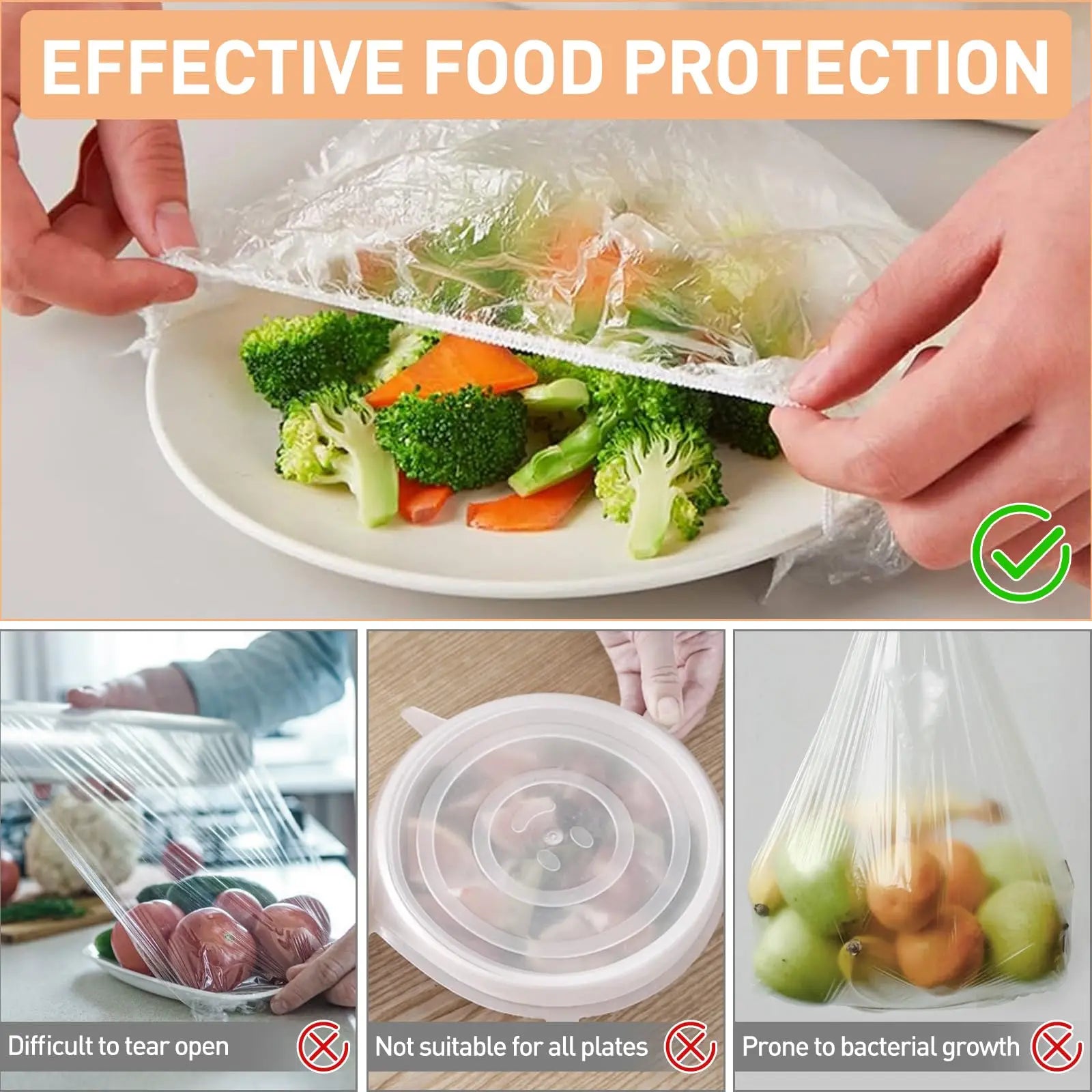 Plastic bags food cover plastic wrap food storage bags to cover food kitchen storage nylon food cover with rubber nylon bags