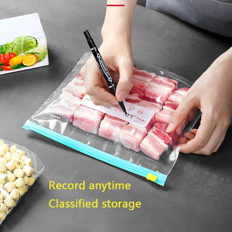 10/15/20/45Pcs Reusable Zipper Fresh-keeping Bag Kitchen Thickened Sealed Bag Refrigerator Fruit Vegetable Leakproof Storage Bag