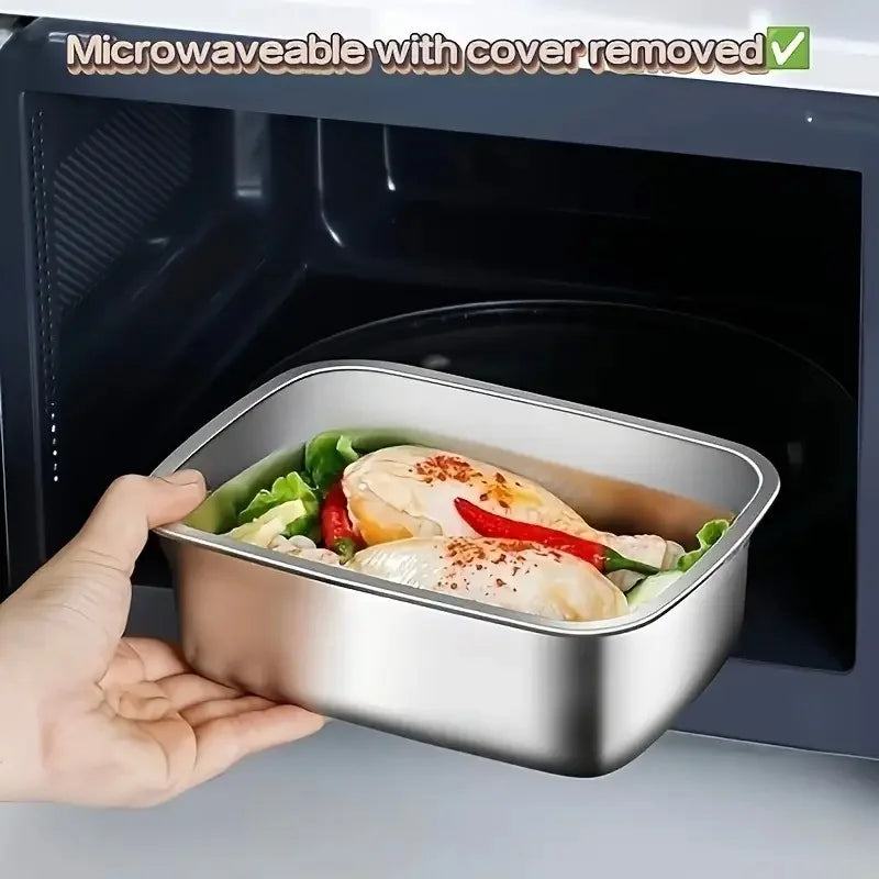 4pc Stainless Steel Food Storage Containers Set - Thickened Leakproof, BPA-Free Stackable for Fridge/Freezer/Pantry Organization