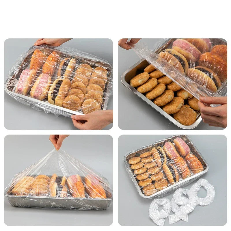 80/70/52/42cm Disposable Food Cover Wrap Food Grade Fruit Vegetable Storage Bag Elastic Plastic Bag Kitchen Fresh Keeping Bag