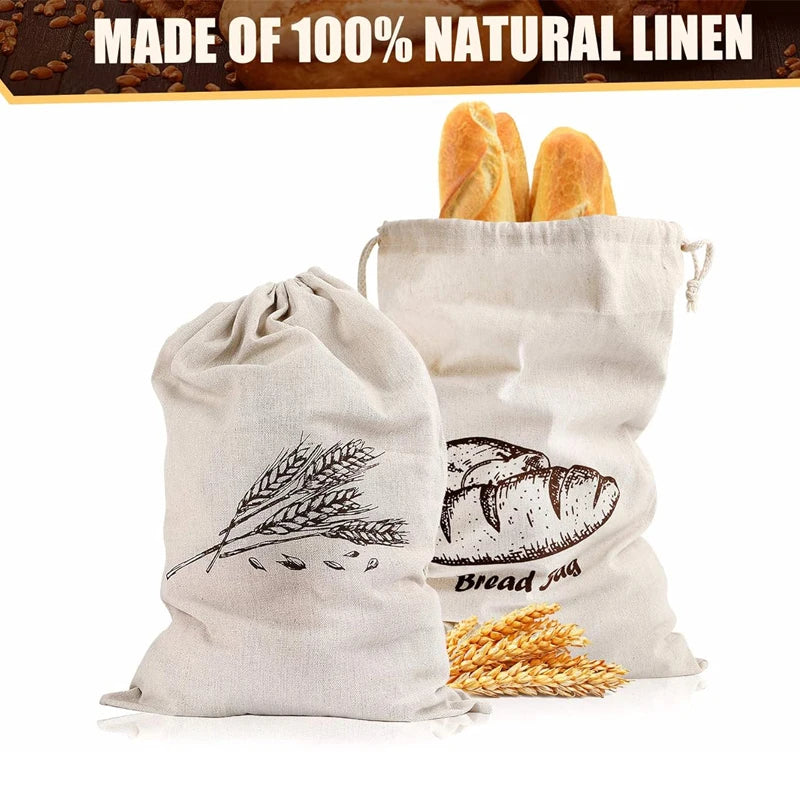 Natural Linen Bread Bag Reusable Drawstring Bag For Loaf Artisan Bread Storage Bag Food Storage Bag Bread Storage Bag Bread Bag