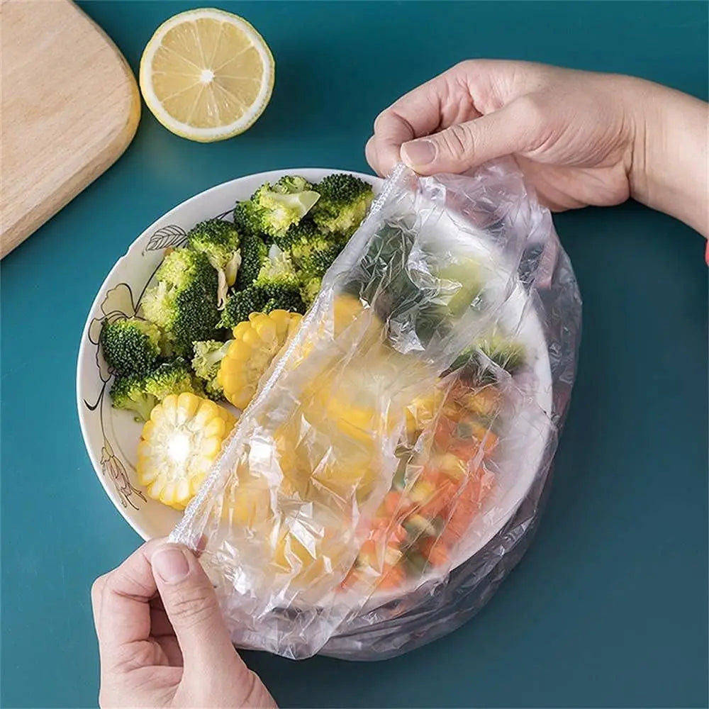 Food Grade Cover Dust Elastic Plastic Clear Saran Wrap Vegetable Fruit Fresh-keeping Storage Bag Kitchen Organizer Cling Film