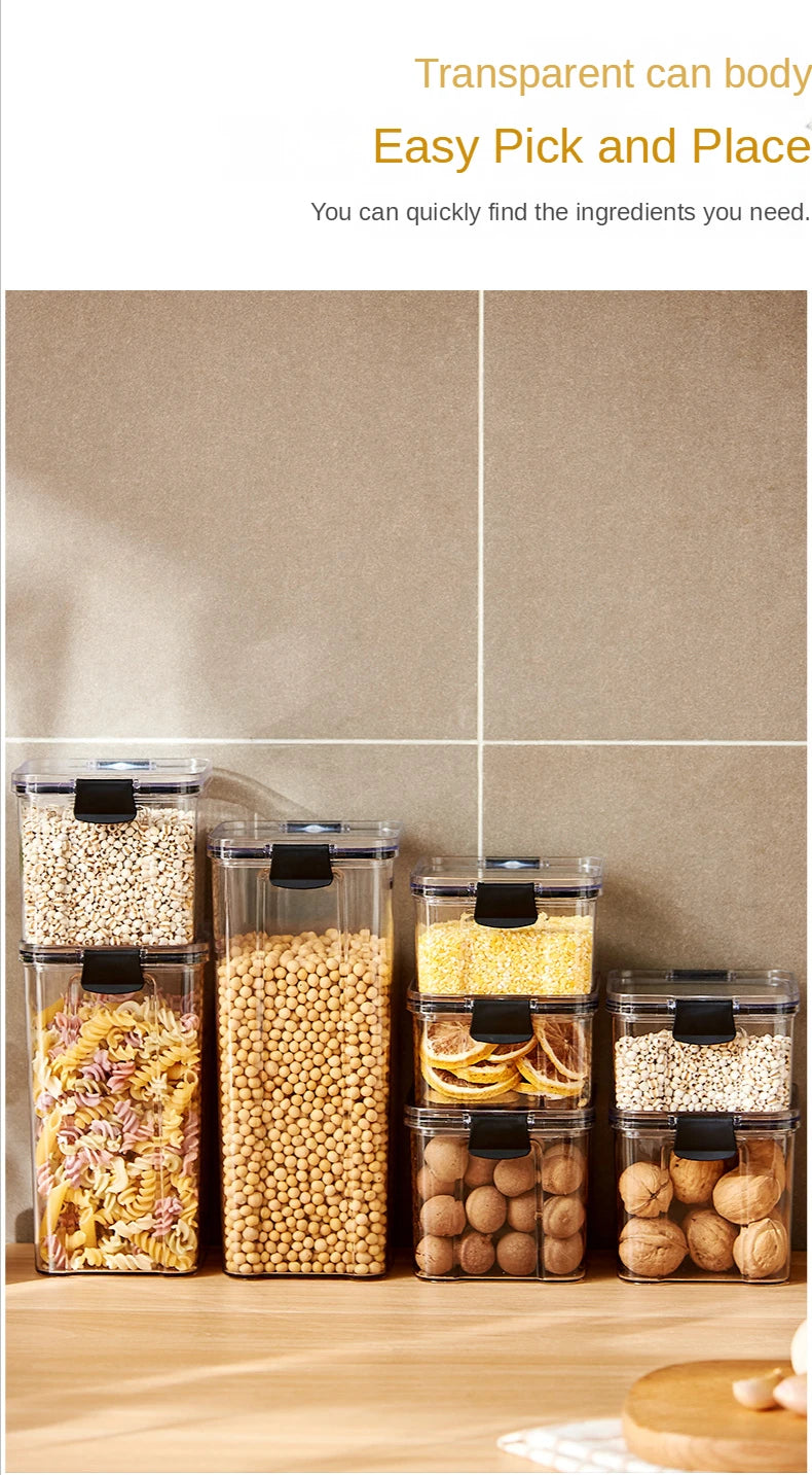 Sealed plastic food storage box cereal candy Dried jars with lid fridge storageTank containers household items kitchen organizer