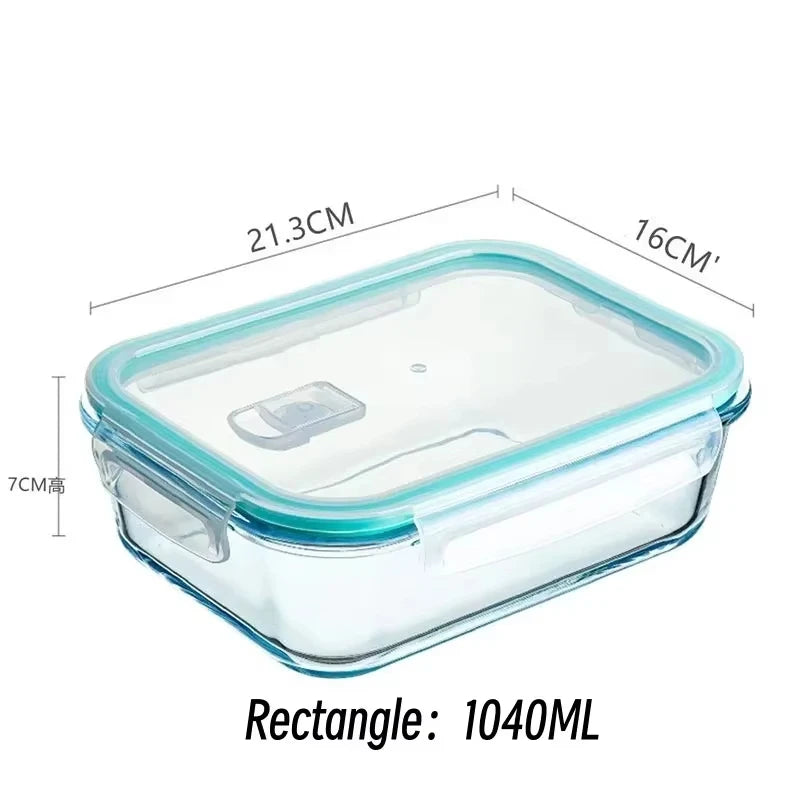 Glass Meal Prep Containers Lunch Box, Food Storage Containers with Locking Lids, Airtight Bento Box, Microwave Oven, Dishwasher