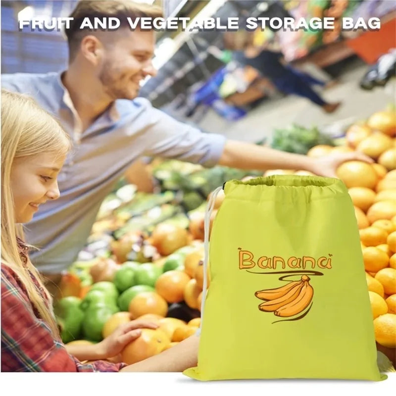 Preservation Storage Bags For Fruits Vegetables Fresh Keeping Reusable Drawstring Banana Bundle Pocket Lettuce Organizer