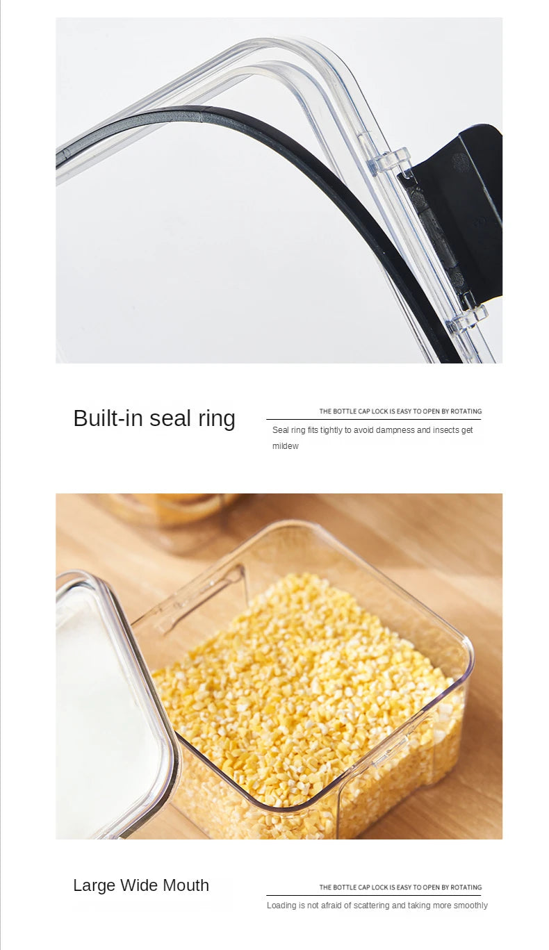 Sealed plastic food storage box cereal candy Dried jars with lid fridge storageTank containers household items kitchen organizer