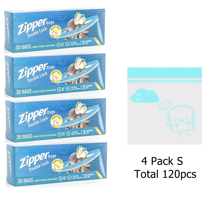 2 Pack Snack and Sandwich Bags Clear Storage Bag with Zip Mini Medium Food Storage Bag Freezer Camping Kitchen Fresh Keeping Bag