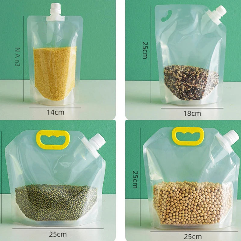 4Pcs Sealed Bags Set Grain Sugar Storage Pouch Kitchen Airtight Containers Bags Food Grade Large Diameter Sealed Pouch Household
