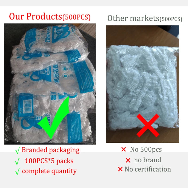 100-1000PCS Disposable Food Cover Elastic Plastic Wrap Food Grade Refrigerator Food Lids Shoe Cover Shower Headgear Bowls Caps B