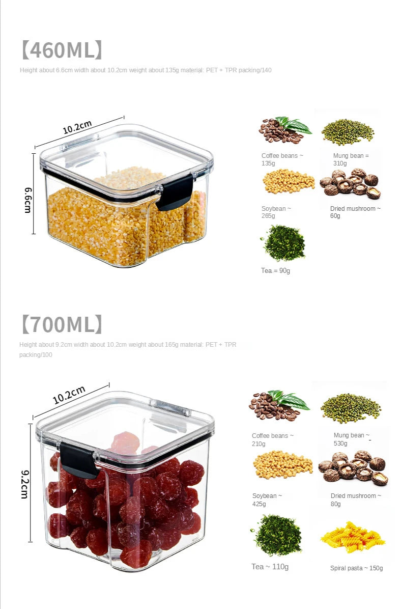 Sealed plastic food storage box cereal candy Dried jars with lid fridge storageTank containers household items kitchen organizer