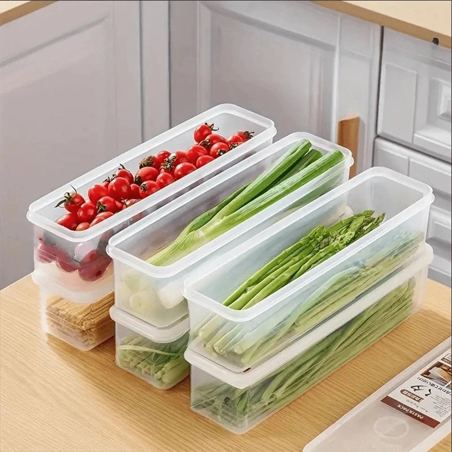 1/2/4Pcs Refrigerator Storage Boxes With Lid Plastic Fresh Keeping Box Kitchen Scallions Cilantro Eggs Noodles Sealed Container