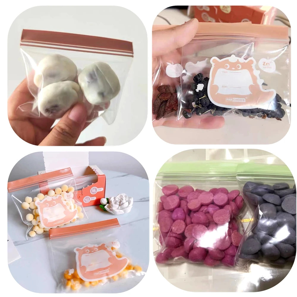 2 Pack Snack and Sandwich Bags Clear Storage Bag with Zip Mini Medium Food Storage Bag Freezer Camping Kitchen Fresh Keeping Bag