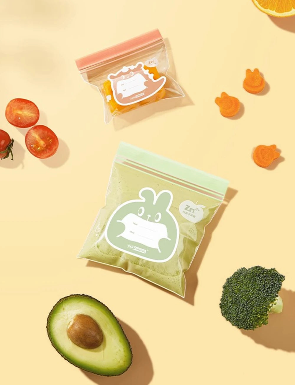 2 Pack Snack and Sandwich Bags Clear Storage Bag with Zip Mini Medium Food Storage Bag Freezer Camping Kitchen Fresh Keeping Bag