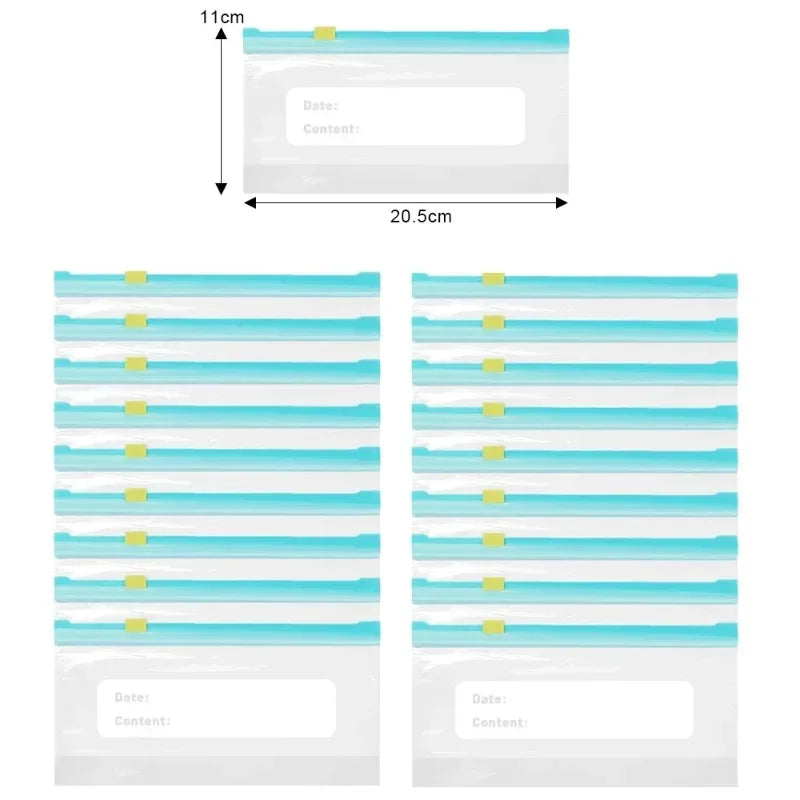 3 Sizes Reusable Food Storage Bags Kitchen Refrigerator Fruit Vegetable Meat Sealed Zip Bag Household Plastic Sealing Containers