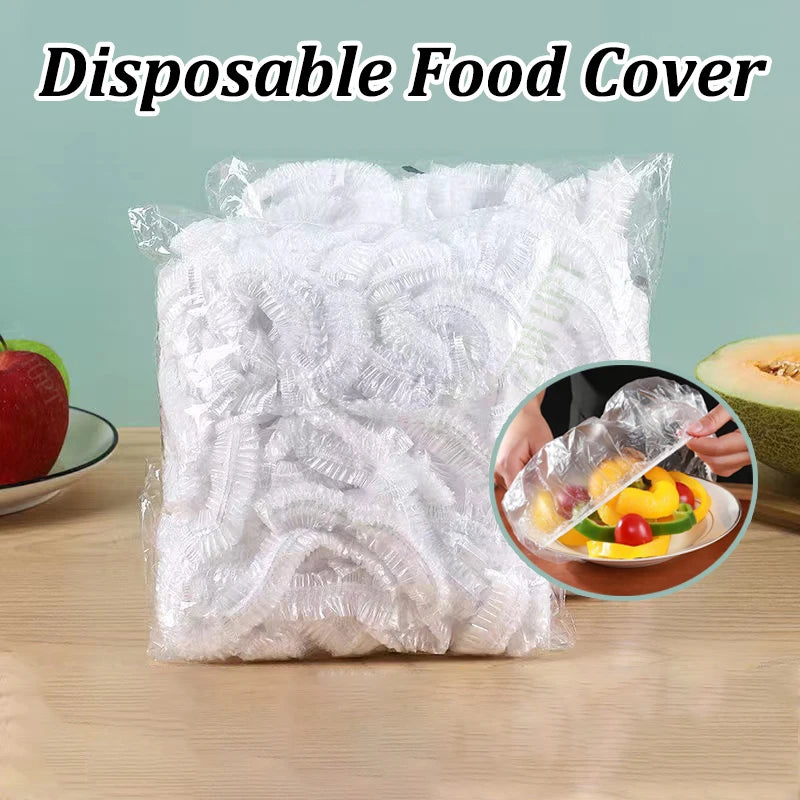 100-1000PCS Disposable Food Cover Elastic Plastic Wrap Food Grade Refrigerator Food Lids Shoe Cover Shower Headgear Bowls Caps B