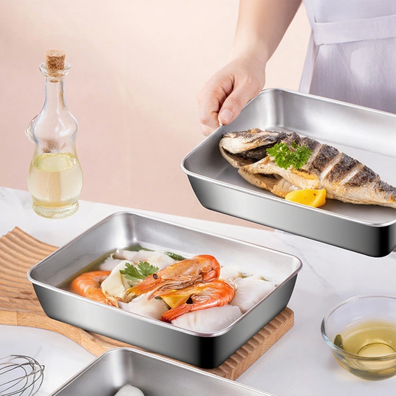 6pcs Stainless Steel Food Storage Container Large Capacity Suitable for Vegetables Fruits Fresh Meat and Various Foods