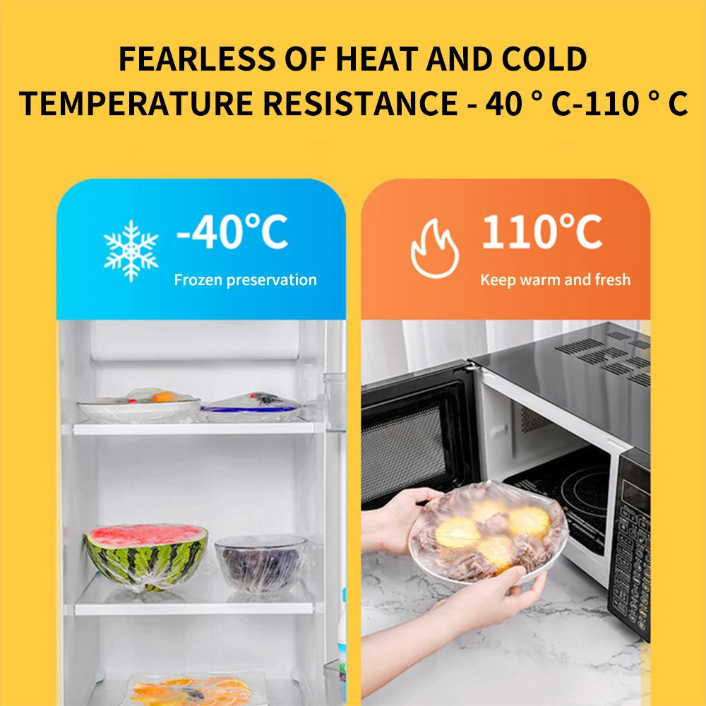 Food Grade Cover Dust Elastic Plastic Clear Saran Wrap Vegetable Fruit Fresh-keeping Storage Bag Kitchen Organizer Cling Film