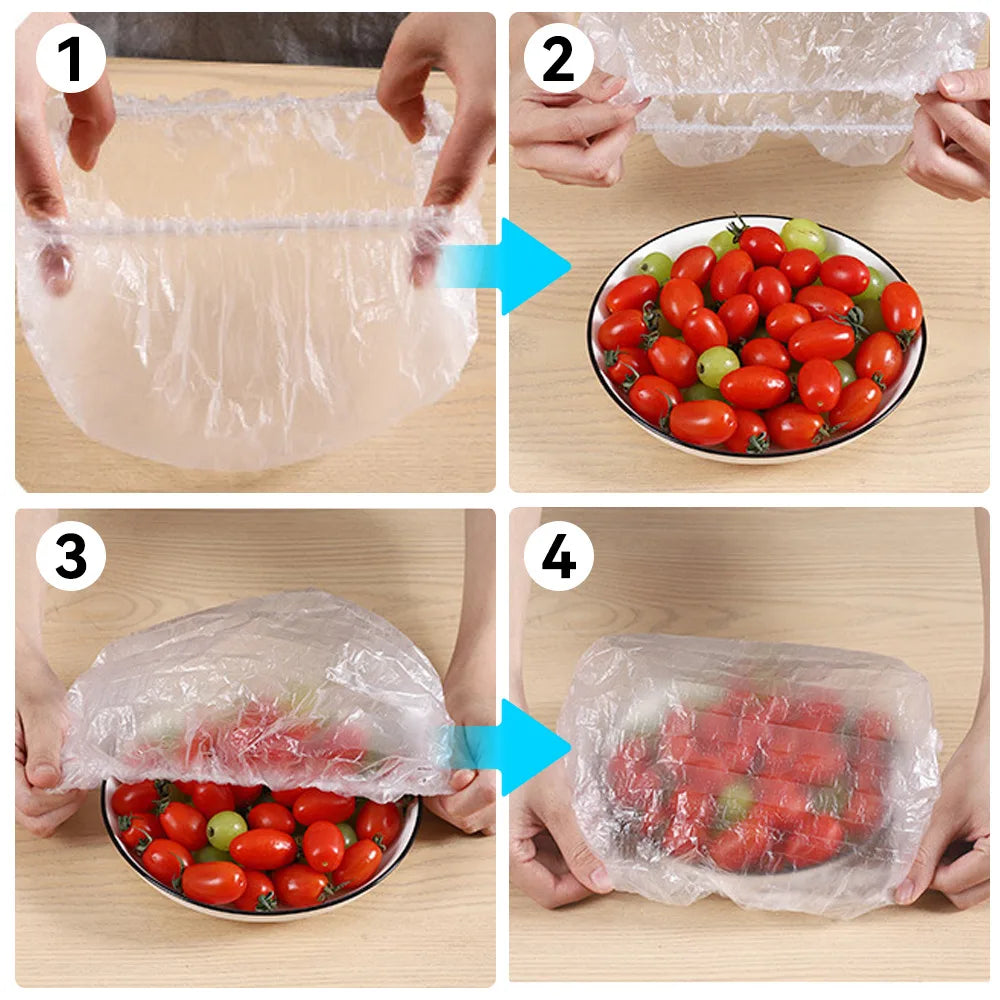 Reusable Disposable Food Cover Plastic Wrap Durable Elastic Food Lids for Bowls Elastic Plate Covers For Kitchen Food Saver Bag