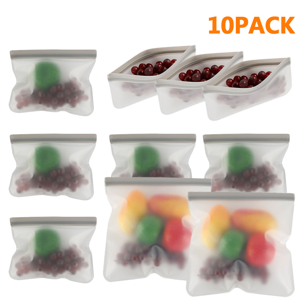 10Pcs Silicone Food Storage Bag Leakproof Reusable Stand Up Zip Shut Bag Cup Fresh Bag Food Storage Bag Fresh Wrap