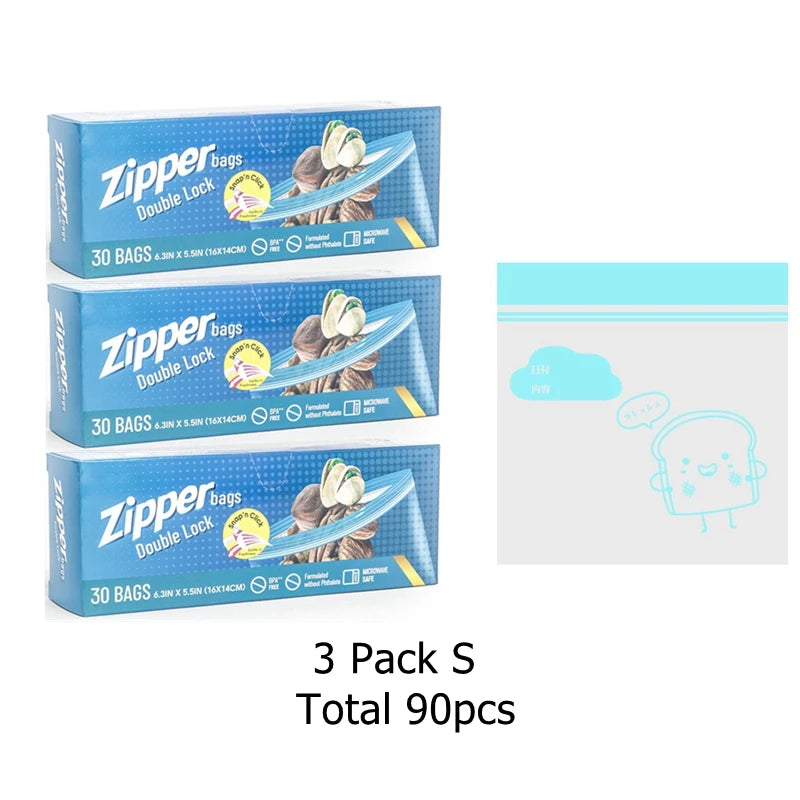 2 Pack Snack and Sandwich Bags Clear Storage Bag with Zip Mini Medium Food Storage Bag Freezer Camping Kitchen Fresh Keeping Bag