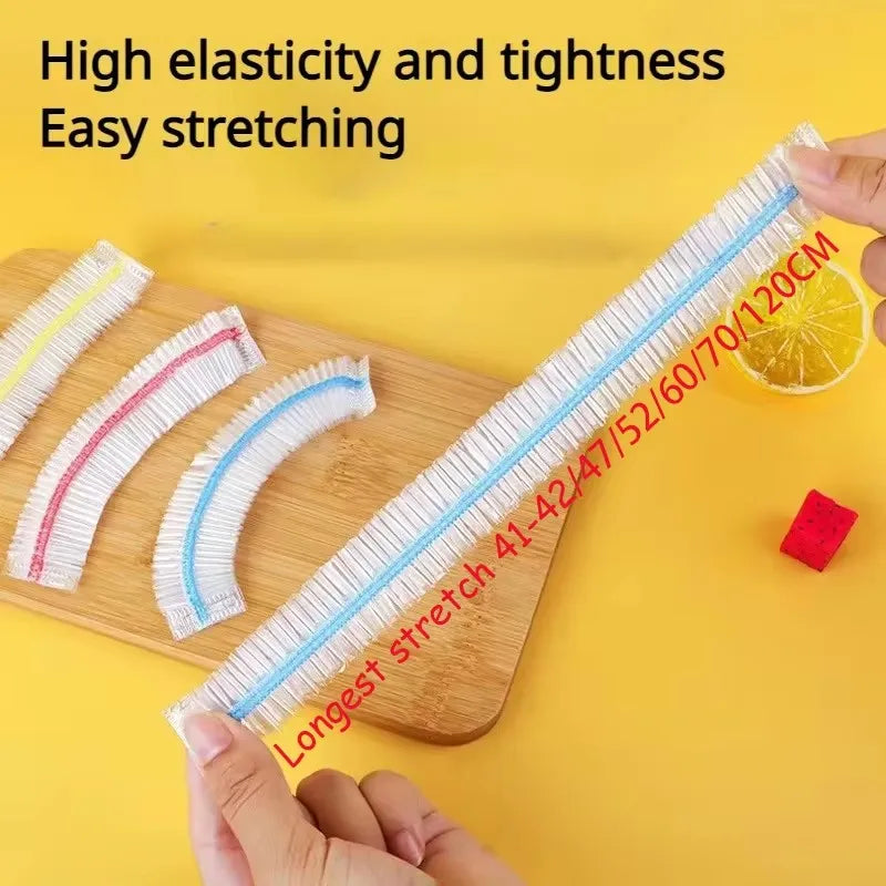 Disposable Food Cover Home Food Grade Fruit Vegetable Saran Wrap Storage Bag Elastic Plastic Wrap Shower Cap Fresh Keeping Bag
