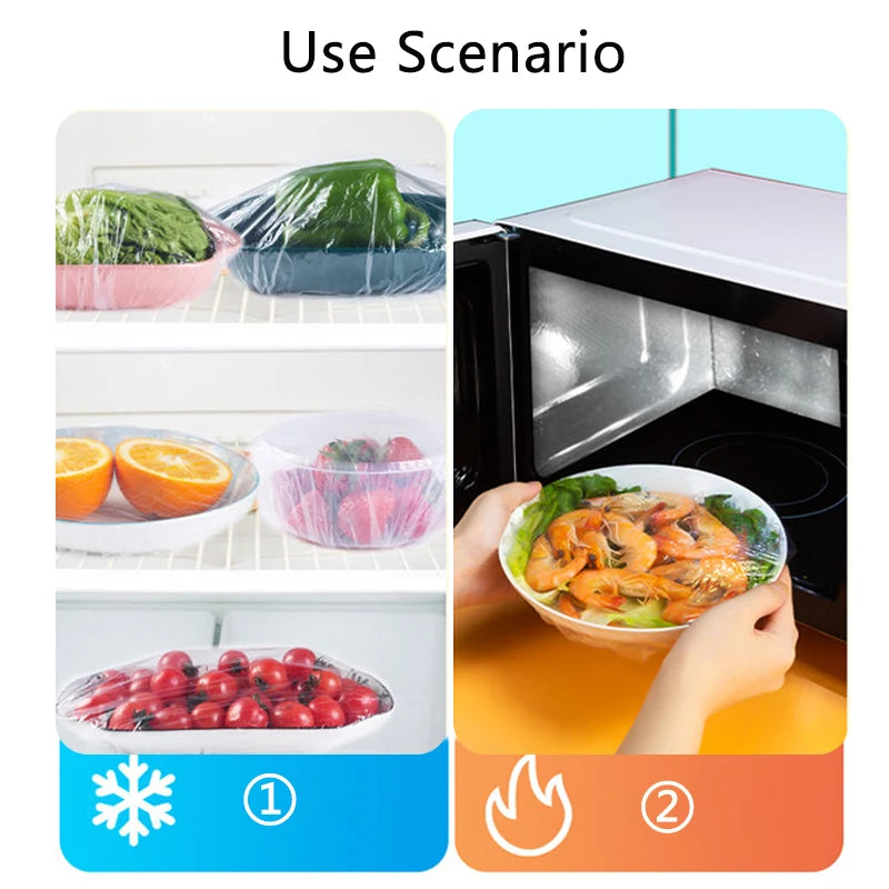 Plastic Disposable Food Cover Colorful Elastic Wrap Food Covers Fresh-keeping Lid Plate Kitchen Nylon Packaging Bags Storage Bag