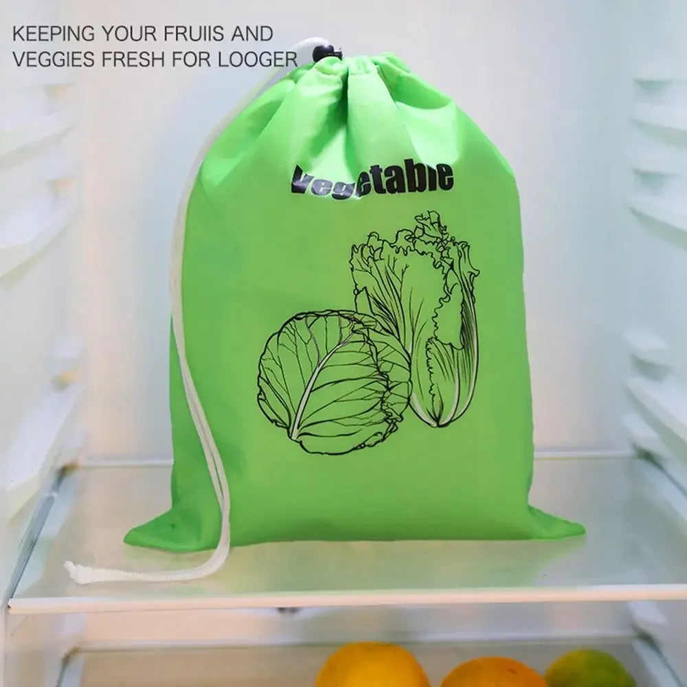 Preservation Storage Bags For Fruits Vegetables Fresh Keeping Reusable Drawstring Banana Bundle Pocket Lettuce Organizer
