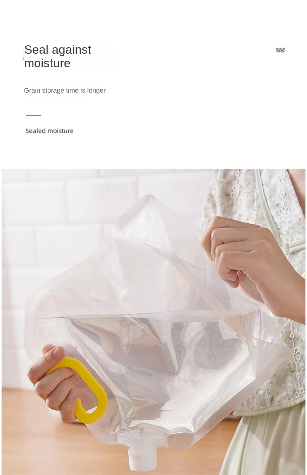 4Pcs Sealed Bags Set Grain Sugar Storage Pouch Kitchen Airtight Containers Bags Food Grade Large Diameter Sealed Pouch Household