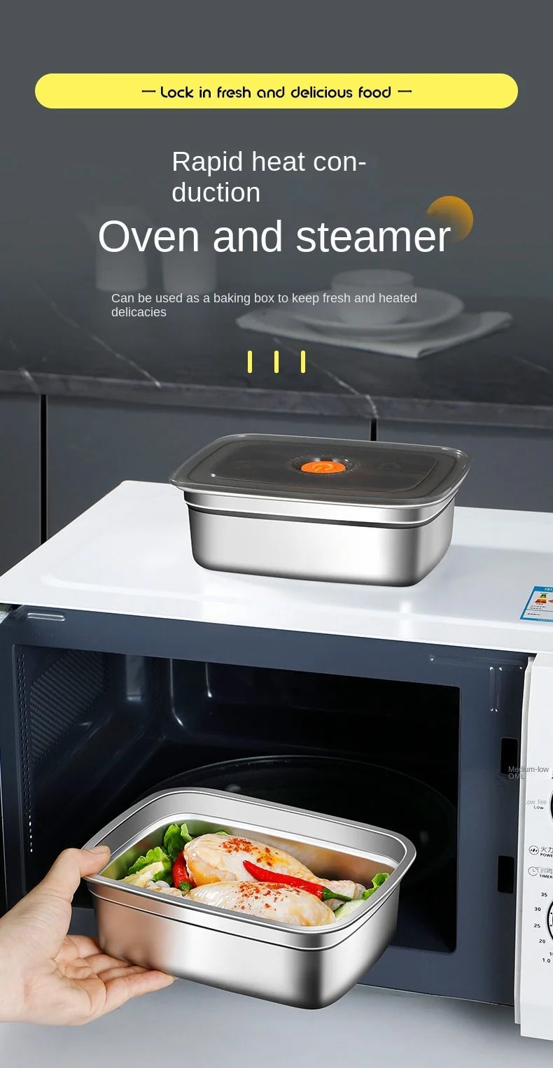 316 Stainless Steel Crisper, Lunch Box, Sealed Leak-proof Bento Box, Refrigerator Freezer Storage Box, Camping Lunch Box