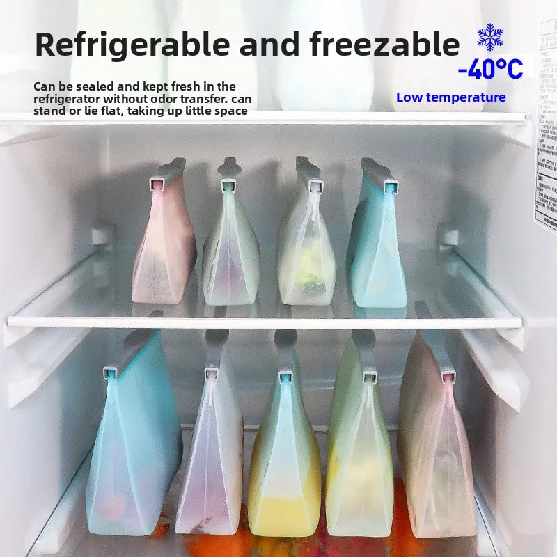 Reusable Silicone Food Storage Bags Thickened Airtight Seal Anti-Odor For Vegetable Fruit Snack Portable Storage Bags