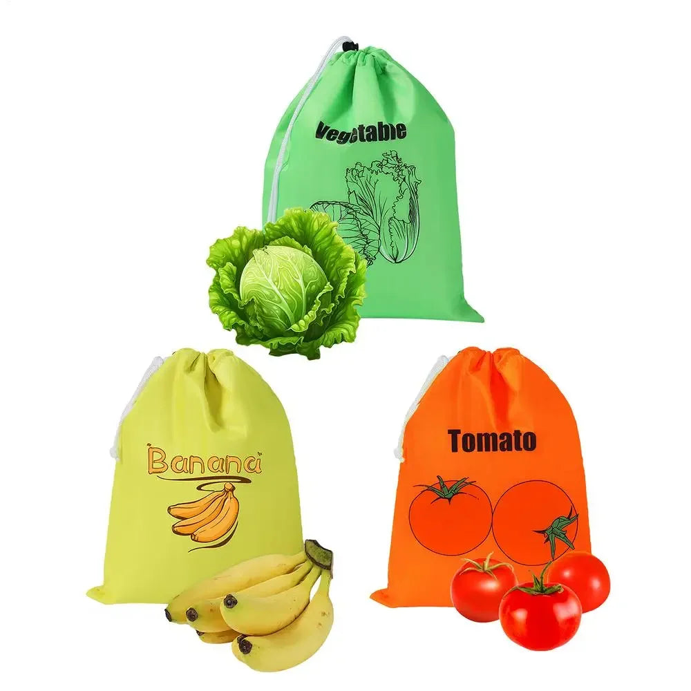 Preservation Storage Bags For Fruits Vegetables Fresh Keeping Reusable Drawstring Banana Bundle Pocket Lettuce Organizer