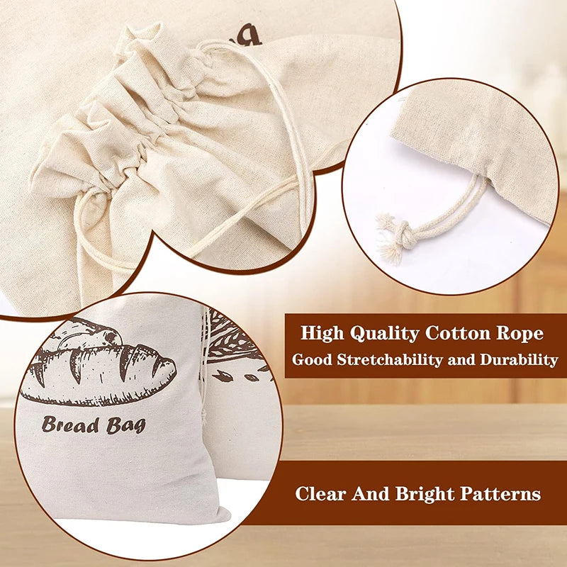 Natural Linen Bread Bag Reusable Drawstring Bag For Loaf Artisan Bread Storage Bag Food Storage Bag Bread Storage Bag Bread Bag