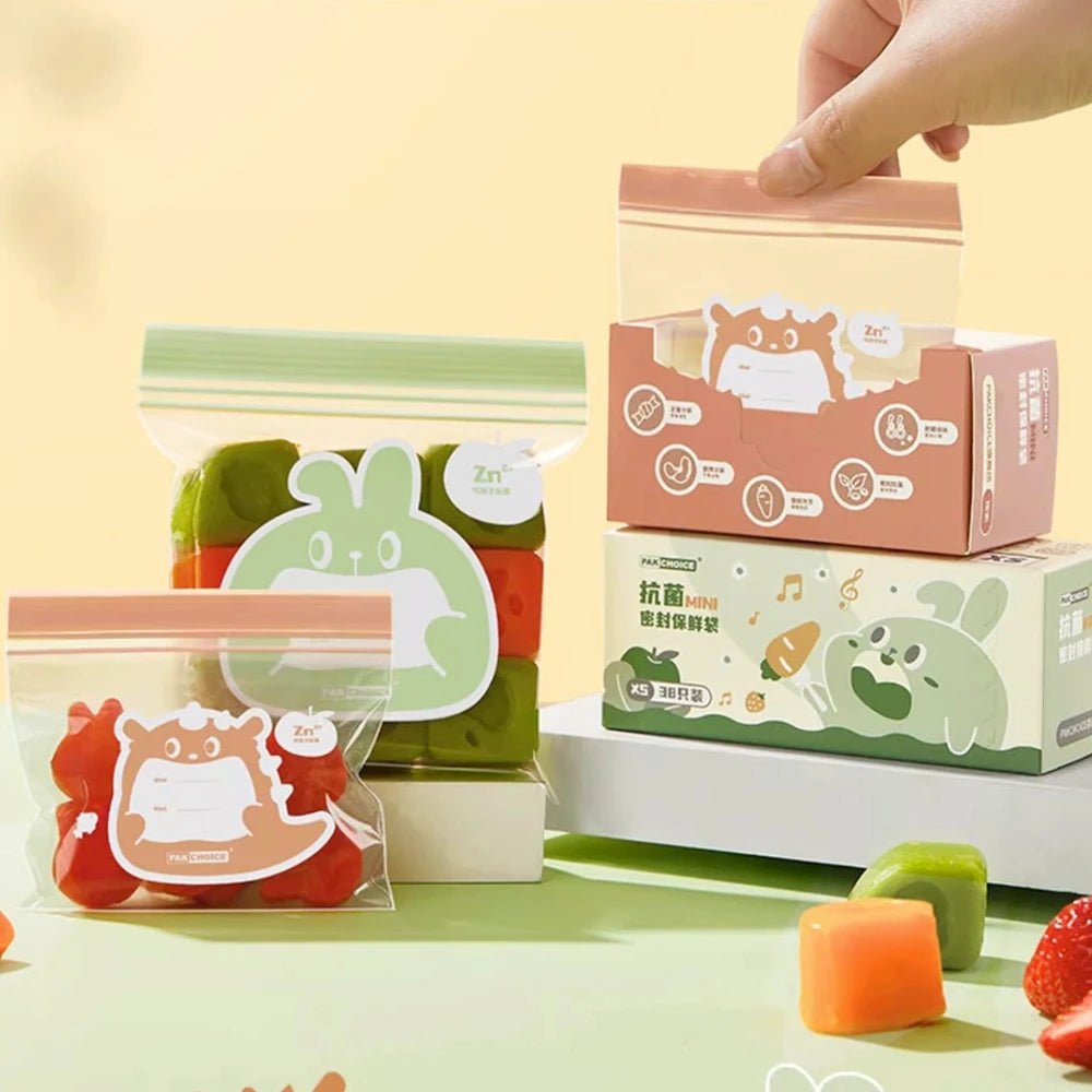 2 Pack Snack and Sandwich Bags Clear Storage Bag with Zip Mini Medium Food Storage Bag Freezer Camping Kitchen Fresh Keeping Bag