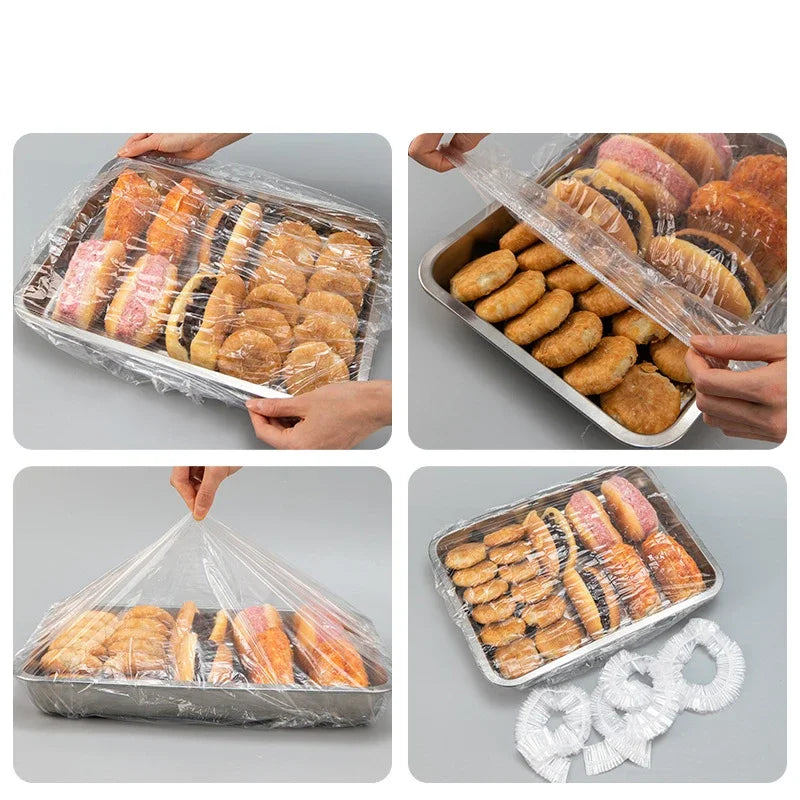 80/70/52/42cm Disposable Food Cover Wrap Food Grade Fruit Vegetable Storage Bag Elastic Plastic Bag Kitchen Fresh Keeping Bag