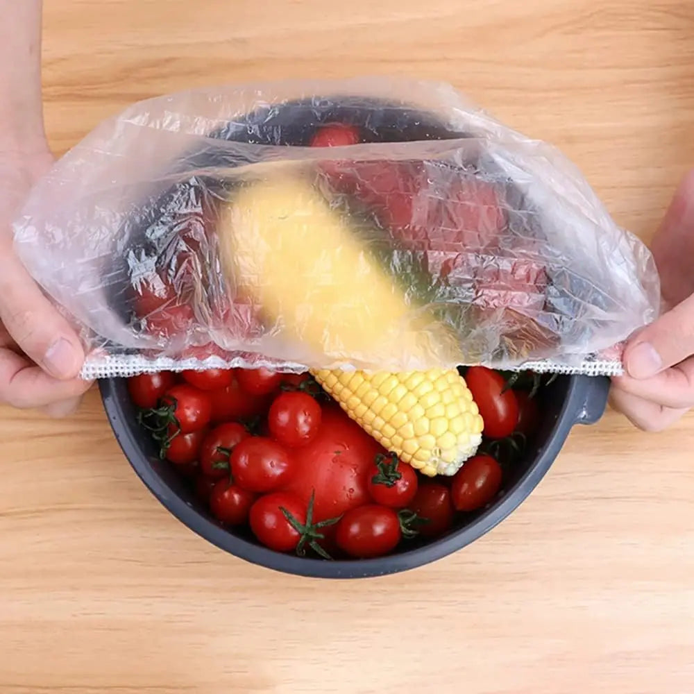 Food Grade Cover Dust Elastic Plastic Clear Saran Wrap Vegetable Fruit Fresh-keeping Storage Bag Kitchen Organizer Cling Film