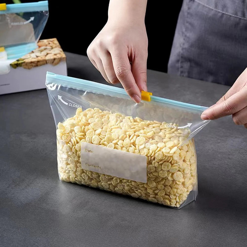 10/15/20/45Pcs Reusable Zipper Fresh-keeping Bag Kitchen Thickened Sealed Bag Refrigerator Fruit Vegetable Leakproof Storage Bag