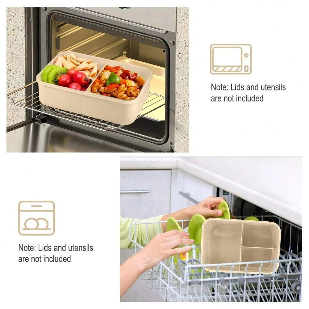 Compartment Lunch Box Portable Kids Students Office Bento Box With Fork and Spoon Microwave Food Storage Container for Picnic