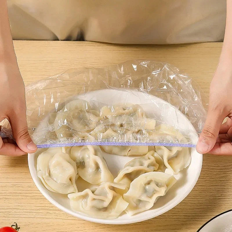 Disposable Food Cover Saran Wrap Food Grade Fruit Vegetable Storage Bag Elastic Plastic Bag Kitchen Fresh Keeping Bag