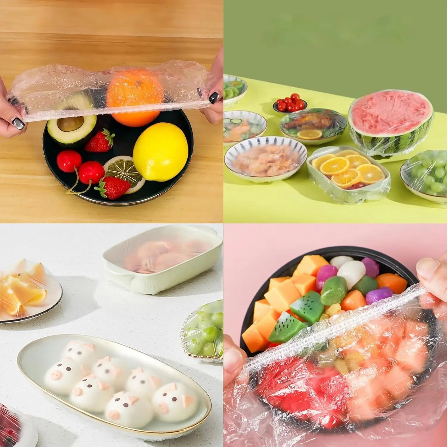 Food Grade Cover Dust Elastic Plastic Clear Saran Wrap Vegetable Fruit Fresh-keeping Storage Bag Kitchen Organizer Cling Film