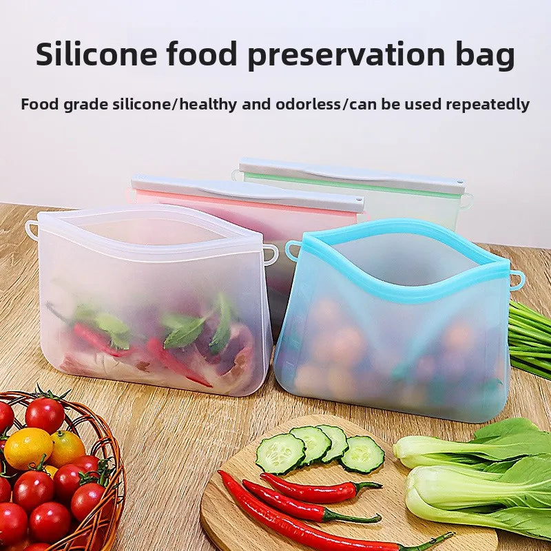 Reusable Silicone Food Storage Bags Thickened Airtight Seal Anti-Odor For Vegetable Fruit Snack Portable Storage Bags