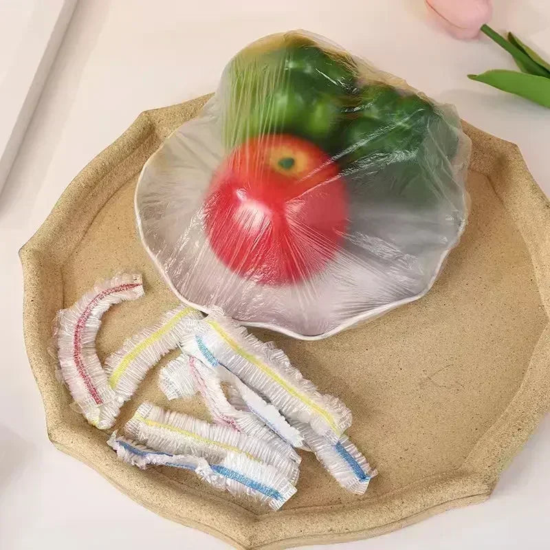 Colorful Disposable Food Cover Plastic Elastic Wrap Bags for Fruit Vegetable Fresh-keeping Bag Reusable Saran Wrap