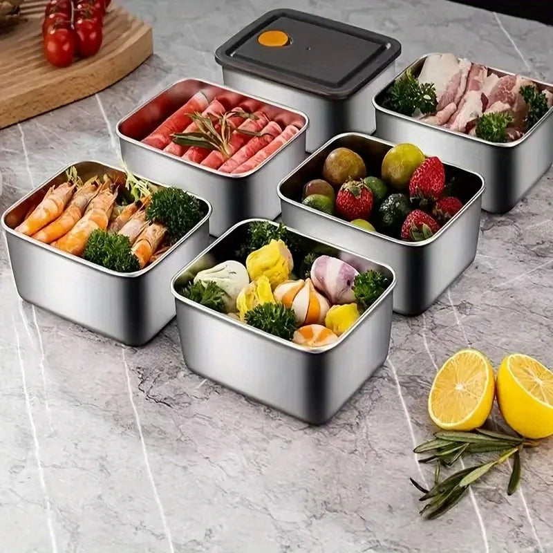 4pc Stainless Steel Food Storage Containers Set - Thickened Leakproof, BPA-Free Stackable for Fridge/Freezer/Pantry Organization