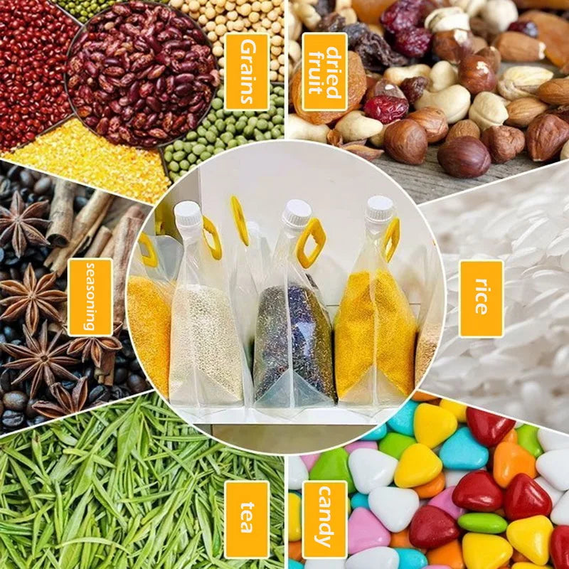 5Pcs Grains Sealed Bag Cereal Containers Moisture-Proof And Insect-Proof Transparent Food Grade Storage Bag Kitchen Organizer