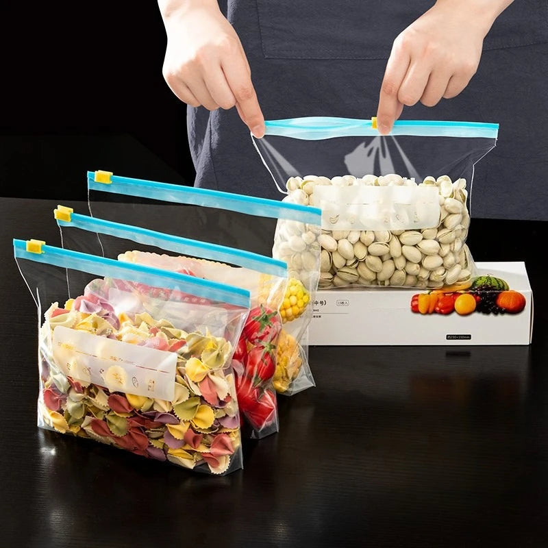 Zip Lock Food Storage Bags, Thick Freezer Bags For Fridge, Microwave Safe, Reusable, Suitable For Organizing (3 Sizes)