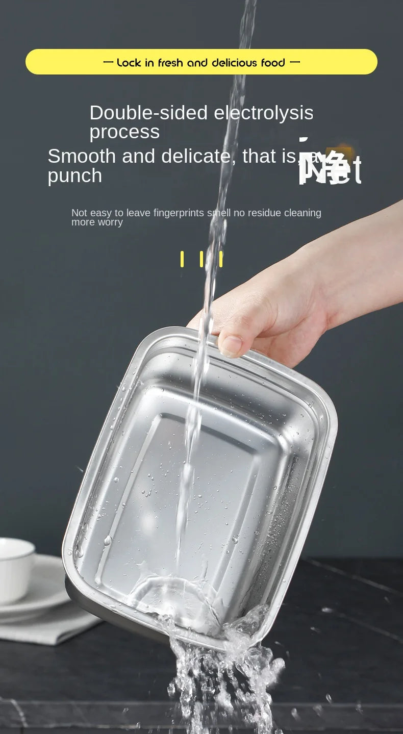 316 Stainless Steel Crisper, Lunch Box, Sealed Leak-proof Bento Box, Refrigerator Freezer Storage Box, Camping Lunch Box