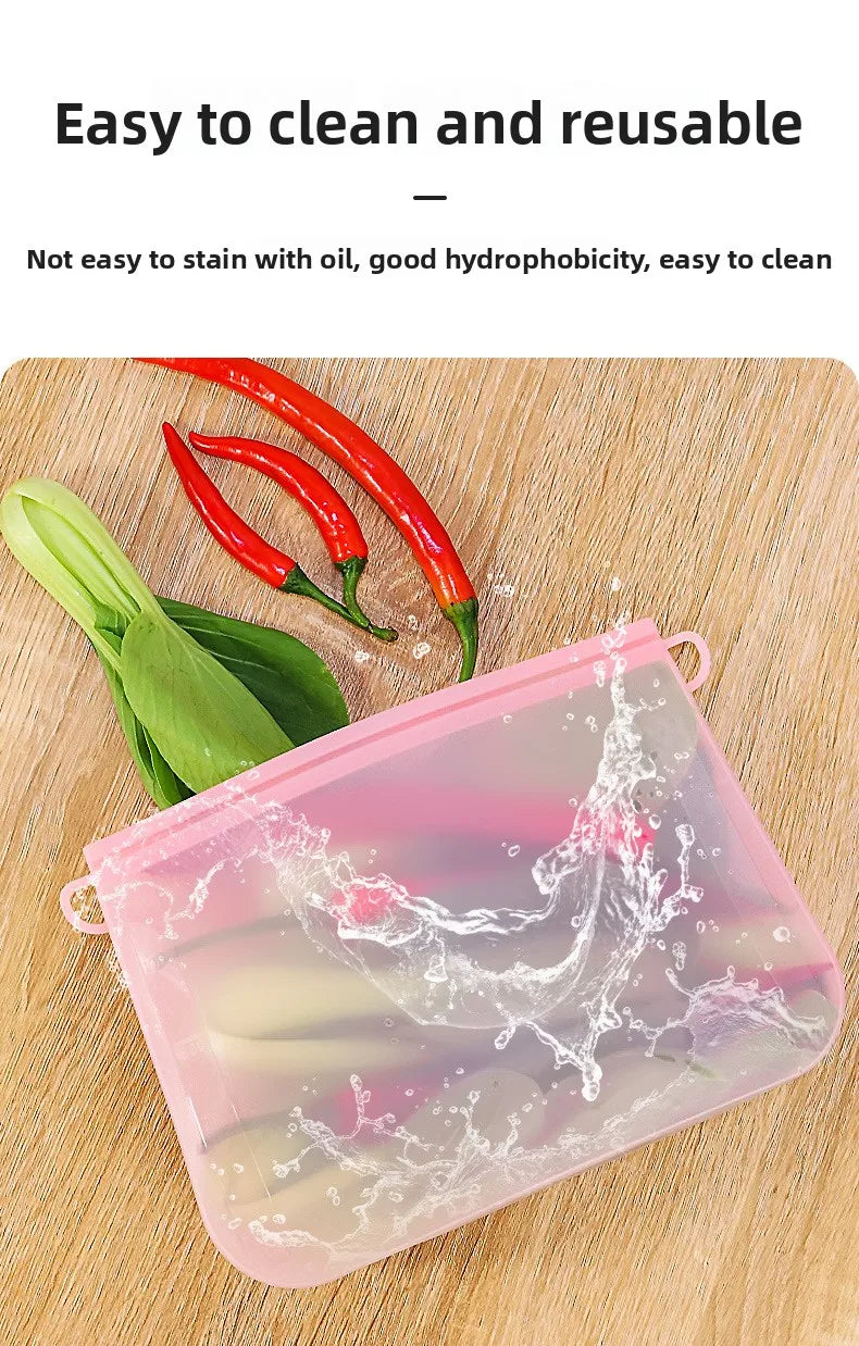 Reusable Silicone Food Storage Bags Thickened Airtight Seal Anti-Odor For Vegetable Fruit Snack Portable Storage Bags