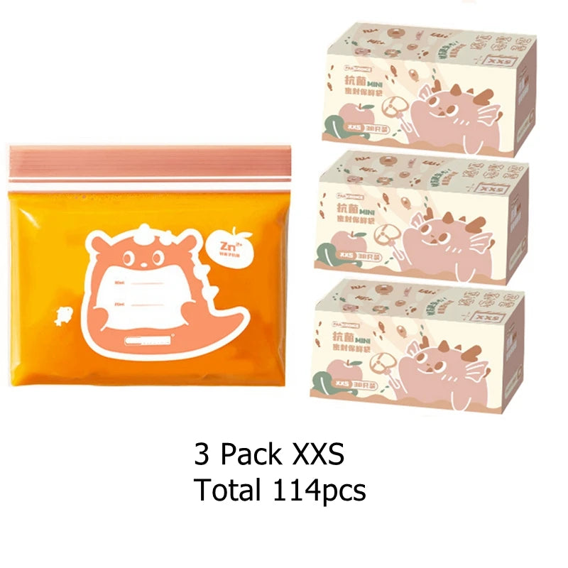 2 Pack Snack and Sandwich Bags Clear Storage Bag with Zip Mini Medium Food Storage Bag Freezer Camping Kitchen Fresh Keeping Bag